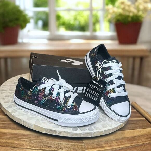 Converse Chuck Taylor All Star CTAS Low PS “Butterfly Shine” Kids Size 11 - Picture 4 of 15